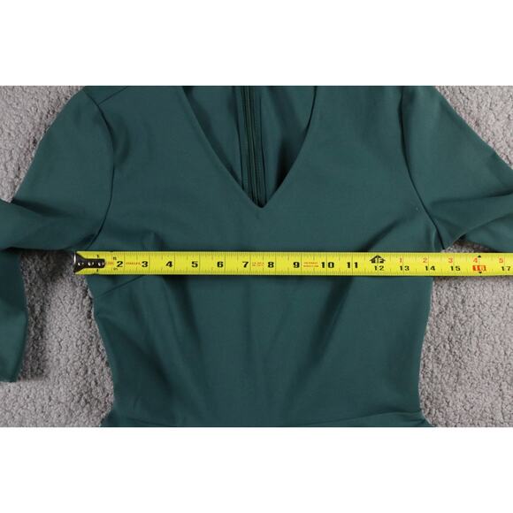Diane Von Furstenberg Dress Green Xs Jeannie V Neck Long Sleeve A Line - Picture 8 of 12